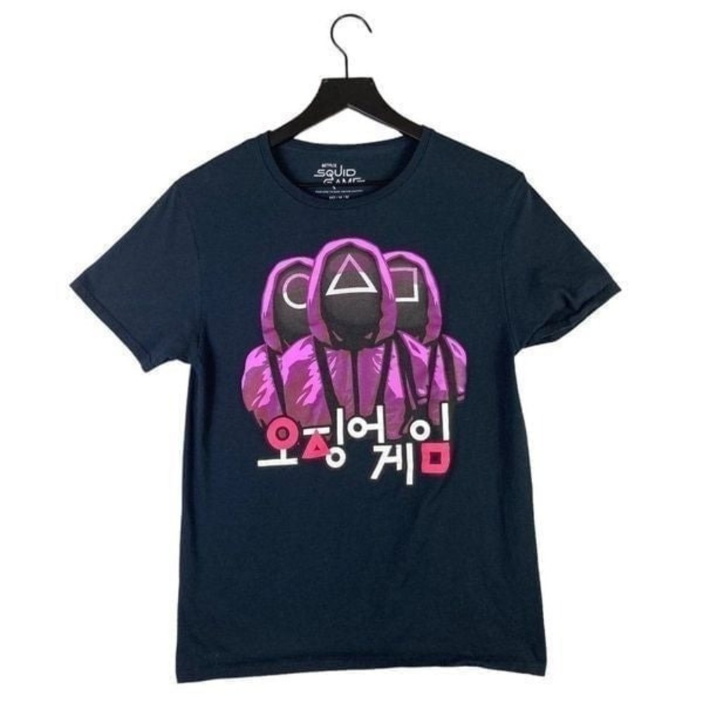 Squid Game T-Shirt‎ Women's Size Medium Black Graphic Netflix Logo Symbols